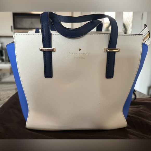 Kate Spade blue color block leather tote bag with duster bag - Picture 1 of 4
